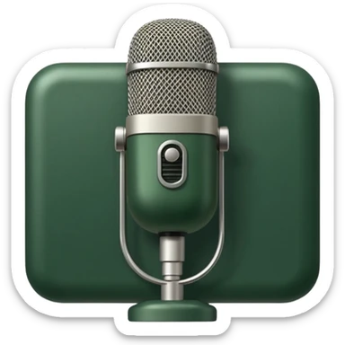 dark green radio microphone with light beige accents, no silver details, front view, simple shapes, Apple emoji style, no text sticker