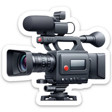 Create an emoji for video shooting. Show a video camera with a recording icon. Use modern, professional colors. Do not include any emojis or smiley faces. Make the background transparent. sticker