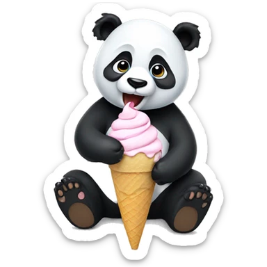 Panda eating ice cream sticker