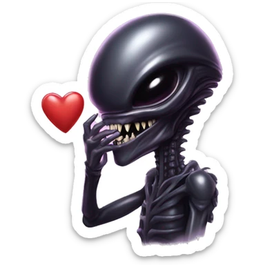  xenomorph alien in love, hearts sticker
