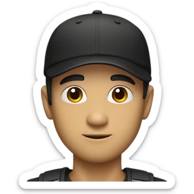 A round-headed man with thin black hair and a black cap with the initials "NE" on it sticker