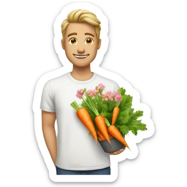 guy gifting carrots insteasd of flowers sticker