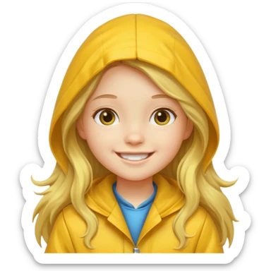 long haired girl kid with raincoat sticker