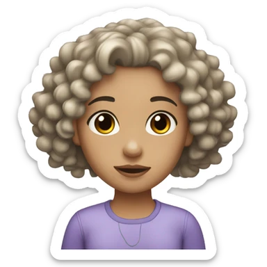 light skinned girl with black curly hair and black eyes sticker