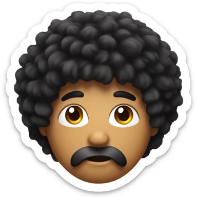 Apple with black fluffy hair sticker