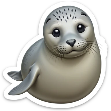 Cinematic Noble harbour seal Portrait Emoji, Poised and streamlined, with a sleek, smooth body of glossy, muted hues and expressive, dark eyes complemented by a rounded, agile head, Simplified yet sharp and sophisticated features, highly detailed, glowing with a soft, maritime luminescence, high shine, intelligent and graceful, stylized with an air of coastal authority, focused and alert, soft glowing outline, capturing the essence of a watchful marine guardian that appears ready to glide out of the screen with effortless authority! sticker