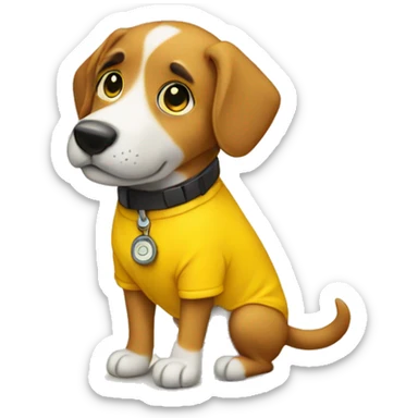 Dog with Yellow shirt, exploring the world sticker