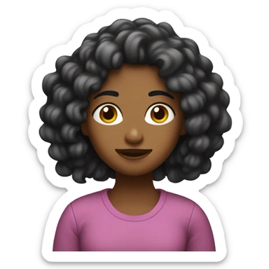 Chica con pelo largo rizado oscuro sticker