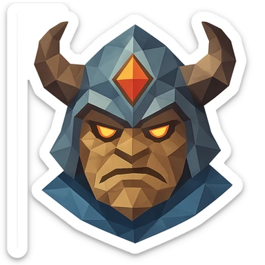 emoji inspired by Dota 2, low-poly polygonal style, fantasy game look sticker