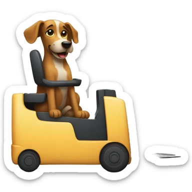 A dog driving a forklift casually  sticker