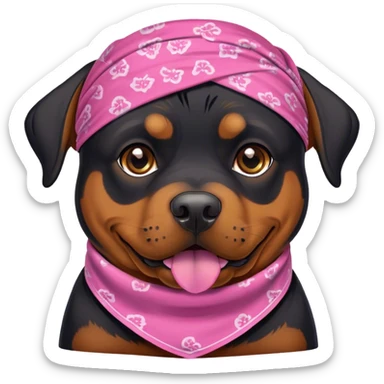 Rottweiler with pink bandanna  sticker