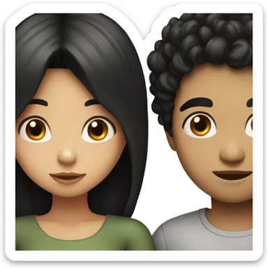 Girl with black hair kissing boy with black hair  sticker