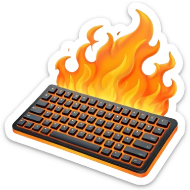 keyboard on fire sticker