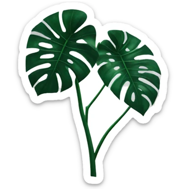 Make a dark green monstera leaf sticker