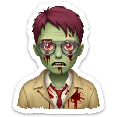 zombie wtih glasses  sticker