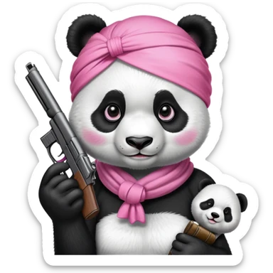 panda with pink headscarf and gun sticker