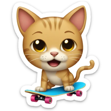 cat crying while skateboarding sticker
