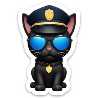 a-black-cat-with-sunglasses-and-a-police-cap sticker