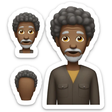 black old man with afro sticker