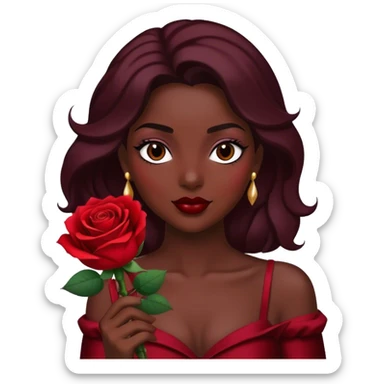 Realistic rose of dark deep red color in glamour style sticker