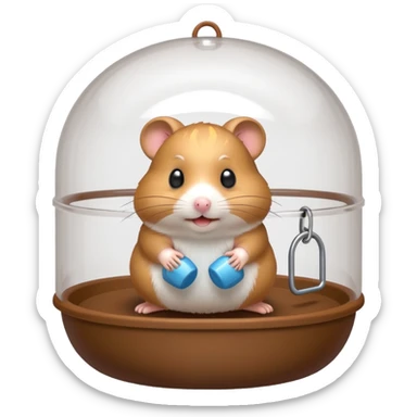 hamster cage, 3D emoji style sticker