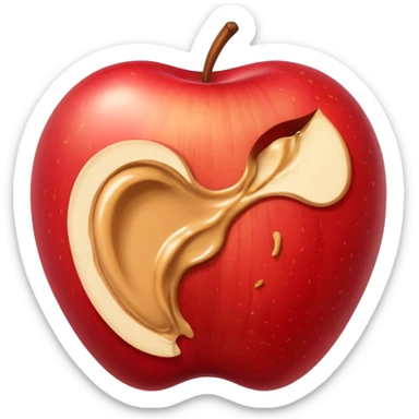 apple with peanutbutter sticker