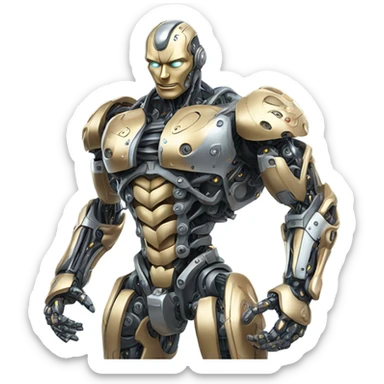 robot with 6 pack sticker