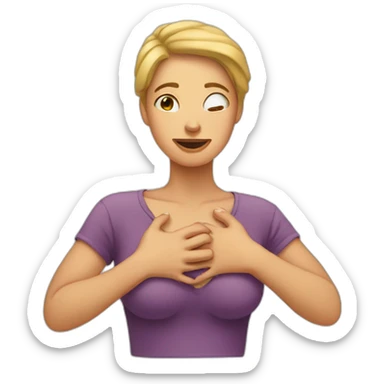 Woman squeezing her chest sticker
