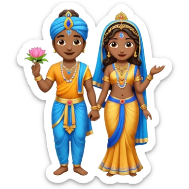Krishna and Radha cute standing together  sticker