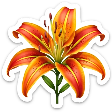 Orange, Red, and Yellow Stargazer Lily sticker