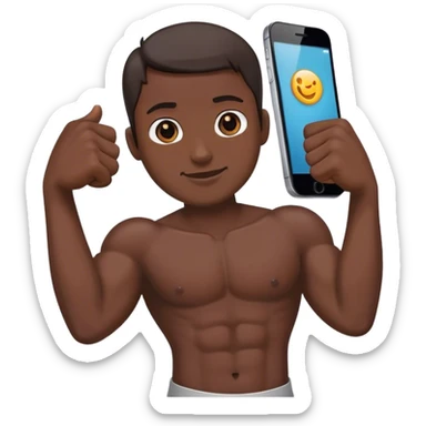 a mobile Phone with arms to the side of the phone flexing sticker