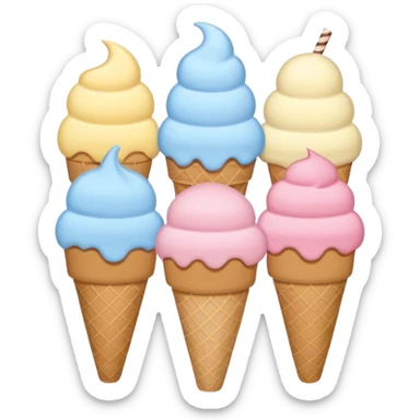 Cute ice cream emoji illustration, pastel flat style
Alice Blue, Naples Yellow, Powder Blue, Yale Blue color palette
Minimal, clean vector, soft rounded shapes, sticker-ready sticker
