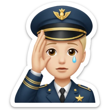 a combination of these two emojis: 🫡🥲 sticker