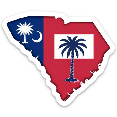 Outline of South Carolina with flag sticker