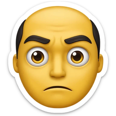 A classic yellow frowning face, but the top half is covered in a dark, sinister shadow. sticker