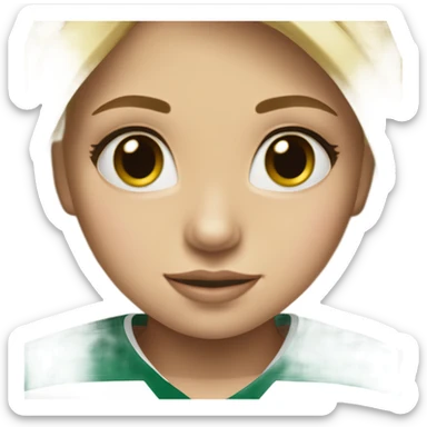 Blonde girl wearing NHL team Dallas Stars hockey jersey sticker