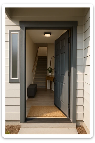 endi menga brohouse sartarish xonasini tashqaridan chizib ber eshigi ochiq bulsin faqat sticker