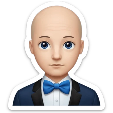Bald with blue bow tie, midnight balck dress sticker