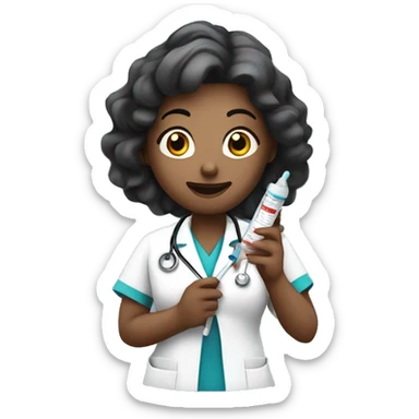 Nurse holding a syringe ￼ sticker