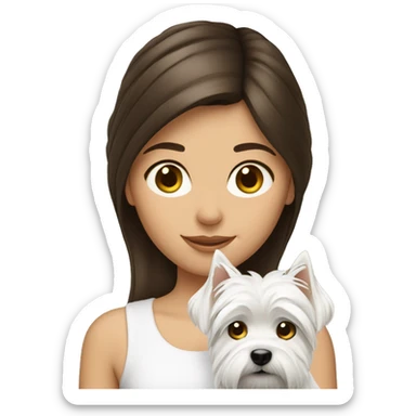 Brunette girl with westie sticker