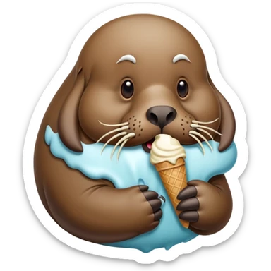 Ice cream eating walrus  sticker