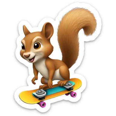 Skateboarding squirrel sticker
