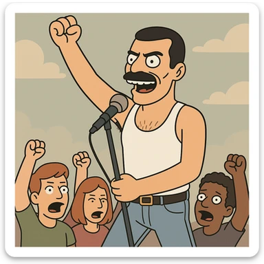 freddie mercury last days pumping the people that shearing  sticker