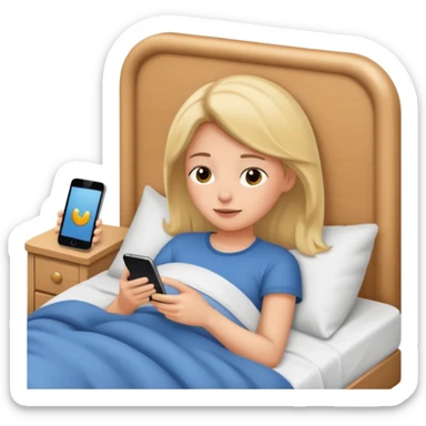 
emoticon of lying in bed and looking at phone sticker