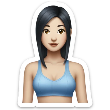 A South Korean girl with black hair and blue highlights and Shakira croc top  sticker