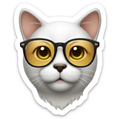 Cat with glasses drinking sticker