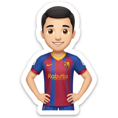 Raphinha Barcelona football player wearing Barcelona kit short hair smiling energetic pose sticker