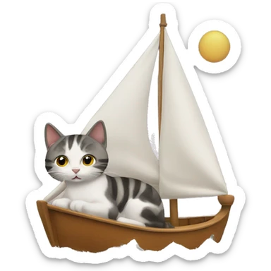 cat sailing a boat sticker