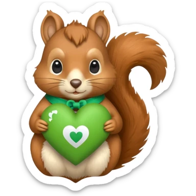 Squirrel in a heart with a green mental Health Awearness ribbon sticker