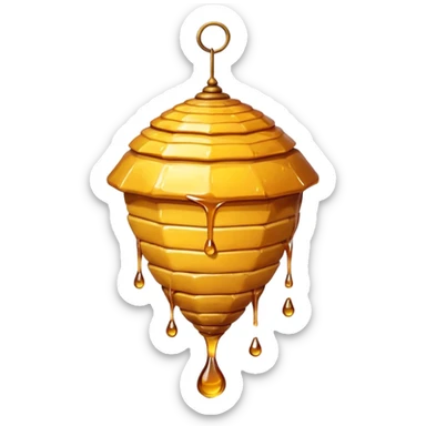 A hanging beehive dripping golden honey from its base. sticker